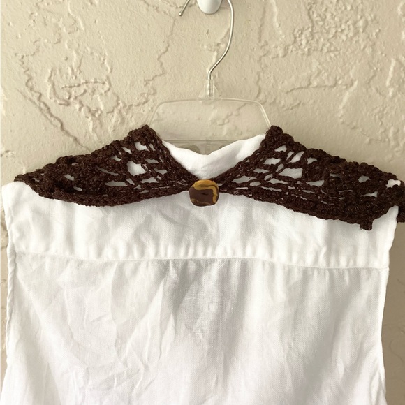 Scarf Triangle Cowl Shawl Hand Crafted Brown Gold Glitter Crochet Overlay - Picture 8 of 16